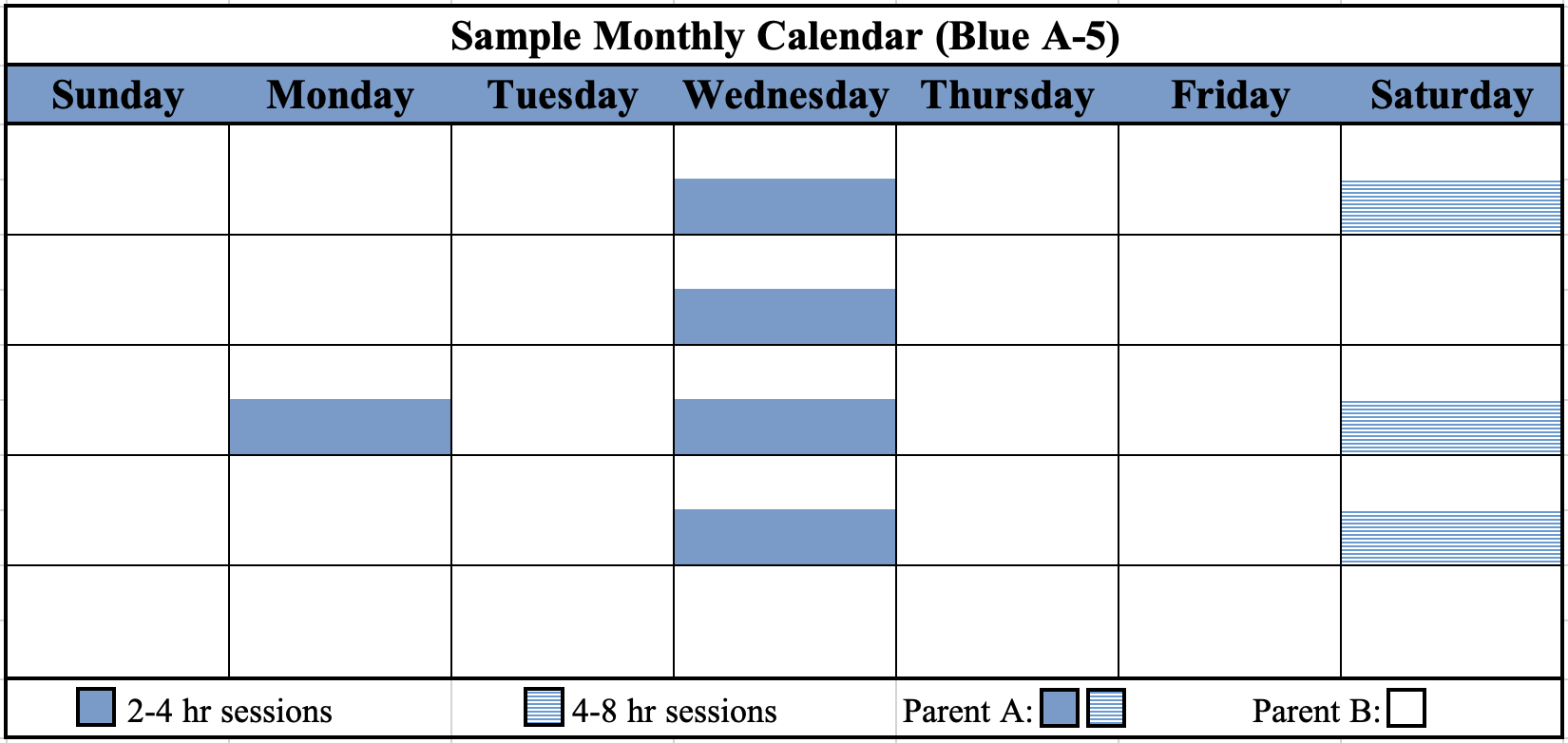 Blue General TimeSharing Schedule A5 Parenting Plans